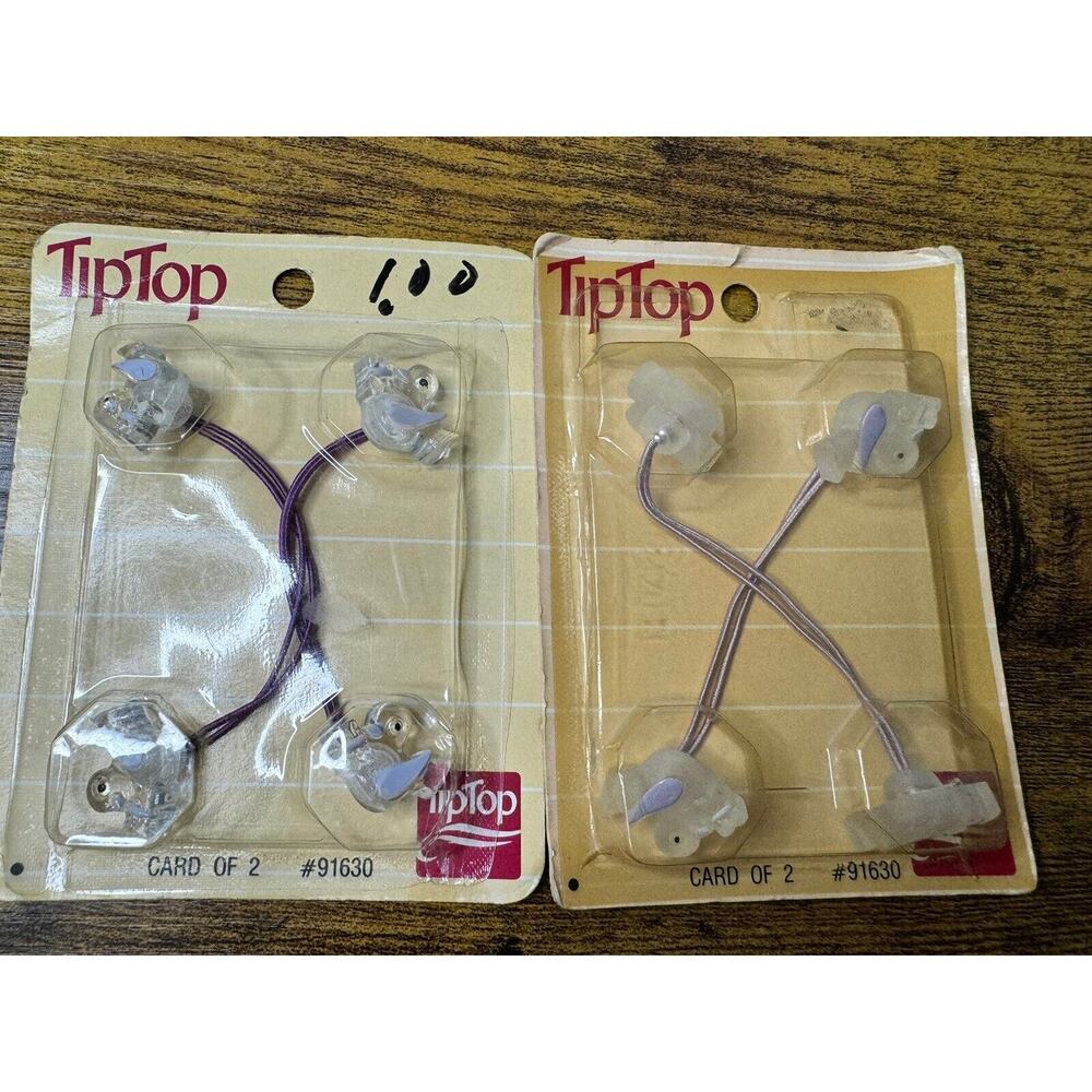 NOS Tip-Top Ponytail Holders Twin Knocker Ball Style Bead Bird Hair Ties